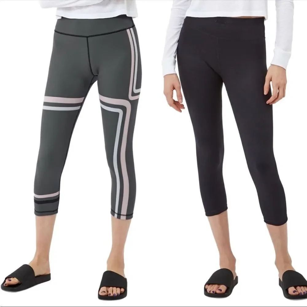 SWEATY BETTY | Double Duty Reversible Cropped Leggings Gray & Black Women’s S